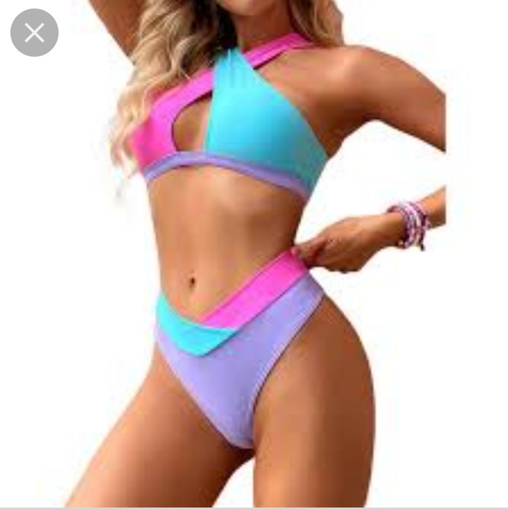 Shein Bikini Suit Cross Front Bikini Swimsuit Size M.Z84